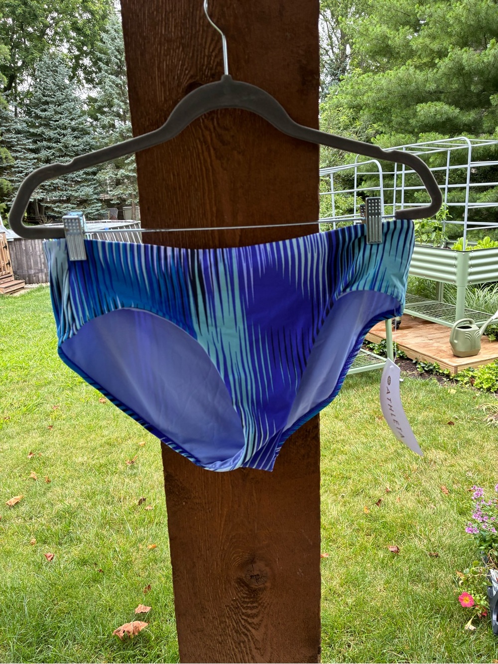 Blue & Aqua Striped Bikini Bottoms
